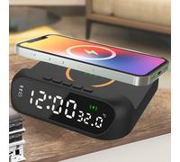 Quinlirra 3 in 1: orologio con ricarica wireless rapida da 15 W, sveglia digitale e tablet compatibile con iPhone, Samsung, AirPods e Galaxy Buds.