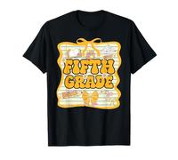 Quinta elementare Back To School Kids Girls Bow 5th Grade Groovy Maglietta
