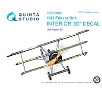 Quinta Studio 1/32 Fokker Dr.1 interno stampato in 3D e colorato (Roden)