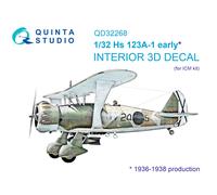 Quinta Studio 1/32 Hs 123A-1 primi interni stampati in 3D e colorati (ICM)