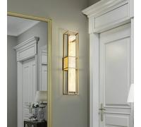 Quintiesse Appliance da esterni LED BLAKLEY, oro/alabastro, altezza 61 cm, IP44 Quintiesse