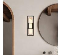 Quintiesse Applique da esterni LED BLAKLEY nero/alabastro Altezza 41 cm IP44 Quintiesse