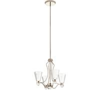 Lampadario Classico Kayva Acciaio Nichel Lucido Vetro Led 24W 3000K 1625Lm