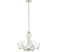 Lampadario Classico Kayva Acciaio Nichel Lucido Vetro Led 36W 3000K 2375Lm