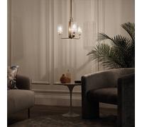 Lampadario Contemporaneo Kimrose Acciaio Ottone Spazzolato Vetro 3 Luci E14