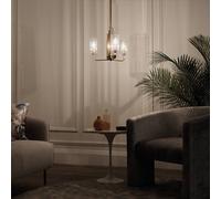 Quintiesse Lampada a sospensione Kimrose, ottone, 46 cm, a 3 luci Quintiesse