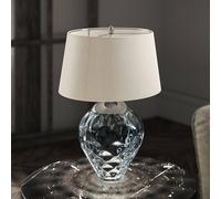 Quintiesse Lampada da tavolo Samara, Ø 45,7 cm, blu, tessuto, vetro, a 2 luci Quintiesse
