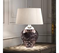 Quintiesse Lampada da tavolo Samara, Ø 45,7 cm, rosa, tessuto, vetro, a 2 luci QN-SAMARA-TLPLM