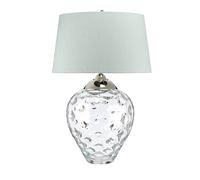 Quintiesse Lampada da tavolo Samara, Ø 51 cm, trasparente, tessuto, vetro, a 2 luci QN-SAMARA-TL-LRG-CLR