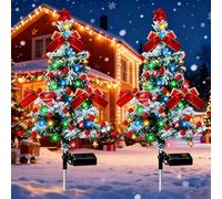 Quintrost Albero di Natale Luci Solari da Esterno Giardino, 2 Pezzi Alberi di Natale con LED Catena Luminosa IP65 Impermeabile, Lampade Decorazioni Natalizie per Cortile Prato Piscina Patio Feste