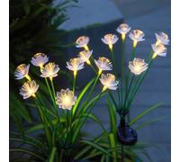 Quintrost Luci Solari da Giardino Esterno, 2 Pezzi Lampada Solare Fiori di Ciliegio LED, Lampade Solari IP65 Impermeabile, Decorazione per Cortile Prato Patio Nozze Natalizia Feste, Bianco Caldo