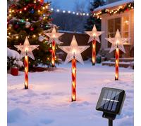 Quintrost Luci Solari Stelle da Giardino, 5 Pezzi Lampada Solare Stelle di Natale Esterno, 8 Modalità Lampade Solari IP65 Impermeabile, Decorazioni Natalizie per Cortile Prato Piscina Patio Feste