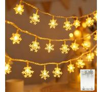Quintrost Luci Stringa di Fiocco di Neve Natale Interni, 6M 40 LED Luci Stringa Fiocco di Neve 2 Modalità Impermeabile, Catena Luminosa Decorazione per Matrimoni Feste Giardino Esterni, Bianco Caldo