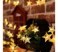 Quintrost Solare Stella Luci Stringa Natale Esterno, 6.5M 30 LED Stella Catena Luminosa 8 Modalità Impermeabile, Solari Luci Fatate per Natale, Matrimoni, Giardino, Feste, Decorazione, Bianco Caldo