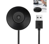 Quinzy Microfono USB da conferenza, microfono per computer a 360° | Cavo da 2 metri, microfono PC da ufficio omnidirezionale per riunione online, chiamata zoom, plug and play (nero)
