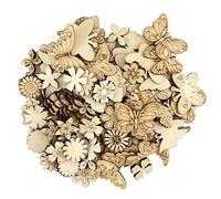 quiodok 200 pezzi Di legno Naturale Artigianato in legno Foglie Di Fiori Artigianali Farfalla Artigianato Fette Di legnos Tag Abbellimenti Ornamenti Per Feste Fai Da Te