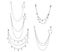 quiodok 5 Pezzi Argento Pantaloni di Metallo Catena con Farfalle e Stelle Catena di Pantaloni in Vita Multistrato Catena di Pantaloni Adatto Uomini e Donne