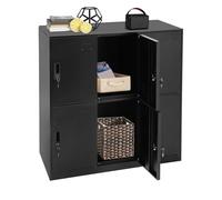 QUIOTUIR Cassettiera da ufficio mobile a 2 livelli con 6 ante e chiavi bloccabili, mobile portaoggetti per ufficio, camera da letto, soggiorno, asilo, 90 x 42 x 100 cm (nero)