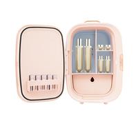 QUIOTUIR Mini Frigorifero per Cosmetici LED con Specchio in Vetro Luminosità Regolabile Bianco Caldo Raffreddamento e Riscaldamento Mini Frigo Cosmetico per Uffici/Dormitori/Spogliatoi (Rosa)