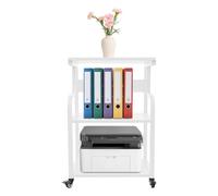 QUIOTUIR Mobile Stampante a 3 livelli con ruote rimovibile e fisso, supporto per stampante Max.Capacità 80 kg Mobile per stampante per contenere stampanti/scanner (bianco)