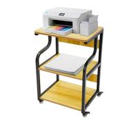 QUIOTUIR Mobile Stampante a 3 livelli con ruote smontabile e fisso, supporto per stampante Max.Capacità 80 kg Mobile per stampante per contenere stampanti/scanner (nero+colore di noci chiaro)