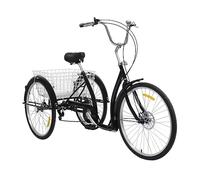 QUIOTUIR Triciclo adulto da 26 pollici a 6 velocità triciclo mantiene 264,55 lbs regolabile Seniors Cruise Shopping Bike Nero