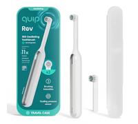Quip Rev Spazzolino elettrico oscillante ricaricabile con testina extra - setole morbide, sensore di pressione, 3 intensità, durata della batteria 30 giorni, timer 2 min, custodia da viaggio
