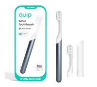 Quip Spazzolino elettrico sonico in metallo per adulti, viaggio nel tempo e setole morbide, con custodia da viaggio e testina di ricambio, durata della batteria di 3 mesi, colore blu sbiadito