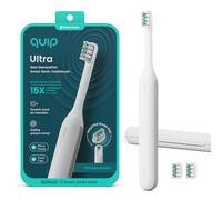 Quip Ultra Next Generation Smart Spazzolino da denti elettrico a tempo con custodia, testina sostituibile, setole morbide, manico in silicone, durata della batteria 30 giorni, spazzolino da viaggio -