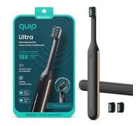 Quip Ultra Next Generation Smart Spazzolino da denti elettrico a tempo con custodia, testina sostituibile, setole morbide, manico in silicone, durata della batteria di 30 giorni, spazzolino da viaggio