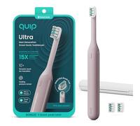 Quip Ultra Next Generation Smart Spazzolino da denti elettrico a tempo con custodia, testina sostituibile, setole morbide, manico in silicone, durata della batteria 30 giorni, spazzolino da viaggio -