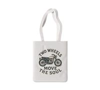 Quipo Two Wheels Move The Soul MotoBearZ Tote Bag - 100% cotone, manici da 11 pollici, cucita a mano, stampa durevole su un lato