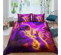 QUIRJIA Astronauts Rabbit 3D Three-dimensional Digital Print Duvet Cover Bedding, 2 Pieces, Cute Animals Quilt Cover Piece Matching Pillowcase with Zipper Closure Soft Microfiber King（220x240cm）