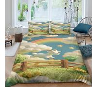 QUIRJIA Cute Sheep 3D Three-dimensional Digital Print Duvet Cover Bedding, 2 Pieces, Anime Animals Quilt Cover Piece Matching Pillowcase with Zipper Closure Soft Microfiber King（220x240cm）