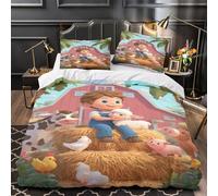QUIRJIA Farm Animal 3D Three-dimensional Digital Print Duvet Cover Bedding, 2 Pieces, Anime Animals Quilt Cover Piece Matching Pillowcase with Zipper Closure Soft Microfiber Super King（260x220cm）