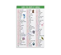 Quirky Animal Terminology Poster - Unusual Names for Animal Groups, G hic Wall Art for Book Lovers, Den(Framed,08x12inch(20x30cm))