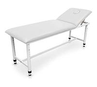QUIRUMED Barella fissa, regolabile in altezza, colore bianco, 185 x 62 cm, acciaio, similpelle, schienale ribaltabile, foro facciale, gambe regolabili per irregolarità del pavimento