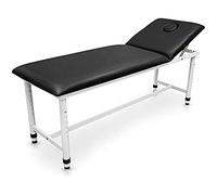 QUIRUMED Barella fissa, regolabile in altezza, colore nero, 185 x 62 cm, acciaio, similpelle, schienale ribaltabile, foro facciale, gambe regolabili per irregolarità del pavimento