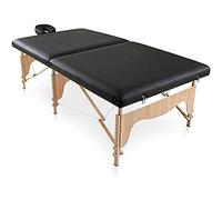 QUIRUMED Barella pieghevole in legno, tipo BOBATH, 200 x 107 cm, larghezza speciale, colore nero, similpelle, portatile, testa rimovibile, altezza regolabile, fino a 180 kg