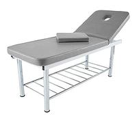 Quirumed Barella telaio fisso in acciaio, Finitura cromata, Poggiatesta reclinabile, Colore argento, Telaio rinforzato, Similpelle, Foro per il viso, Tappo per il viso, Fino a 150 kg