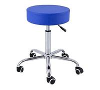QUIRUMED Base cromata Sgabello 5 ruote, acciaio, colore blu, rivestimento in similpelle, imbottitura ad alta densità, leggero, altezza regolabile, fino a 150 kg