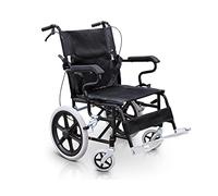 QUIRUMED Carrozzina pieghevole da trasferimento, Pedane pieghevoli e rimovibili, Cintura di sicurezza, Freni sulle maniglie, Fino a 120 kg