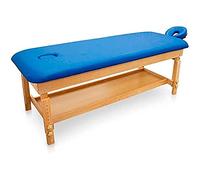 QUIRUMED Easy Fixed Lettino da massaggio in legno, colore blu, lettino da massaggio, similpelle, altezza regolabile, testa rimovibile, vassoio del bracciolo, imbottitura ad alta densità, fino a 220kg