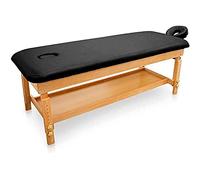 Quirumed Easy Fixed Lettino da massaggio in legno, colore nero, lettino da massaggio, similpelle, altezza regolabile, testa rimovibile, vassoio del bracciolo, imbottitura ad alta densità