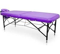Quirumed Easy Force Lettino da massaggio pieghevole in alluminio, colore viola, lettino da massaggio, similpelle, imbottitura ad alta densità, altezza regolabile, testa rimovibile, leggero