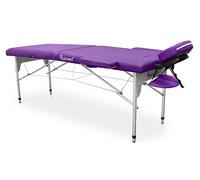 Quirumed Easy Lettino da massaggio pieghevole in alluminio, colore viola, 186 x 66 cm, lettino da massaggio, similpelle, leggero, portatile, regolazione telescopica in altezza, fino a 140 kg