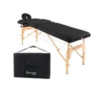 QUIRUMED Easy Lettino da massaggio pieghevole in legno, colore nero, 186 x 66 cm, lettino da massaggio, massaggio fisioterapico, similpelle, testa articolata, altezza regolabile, 2 sezioni