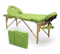QUIRUMED Elite Lettino da massaggio pieghevole in legno, colore verde, 194 x 70 cm, lettino da massaggio, similpelle, portatile, schienale pieghevole, testa rimovibile, foro facciale, altezza