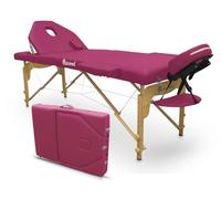 Quirumed Elite Lettino da massaggio pieghevole in legno, rosa, 194 x 70 cm, similpelle, portatile, schienale pieghevole, testa rimovibile, foro facciale, altezza regolabile, fino a 150 kg