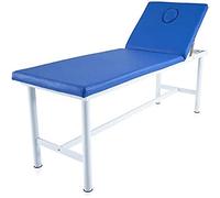 QUIRUMED Lettino da massaggio fisso in acciaio, similpelle, colore blu, con tappo facciale, foro facciale, schienale regolabile, leggero, 186 x 62 x 69 cm, fino a 120 kg